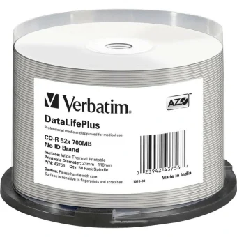 Verbatim Thermal Εγγράψιμα CD-R 52x 700MB Cake Box 50τμχ 43756