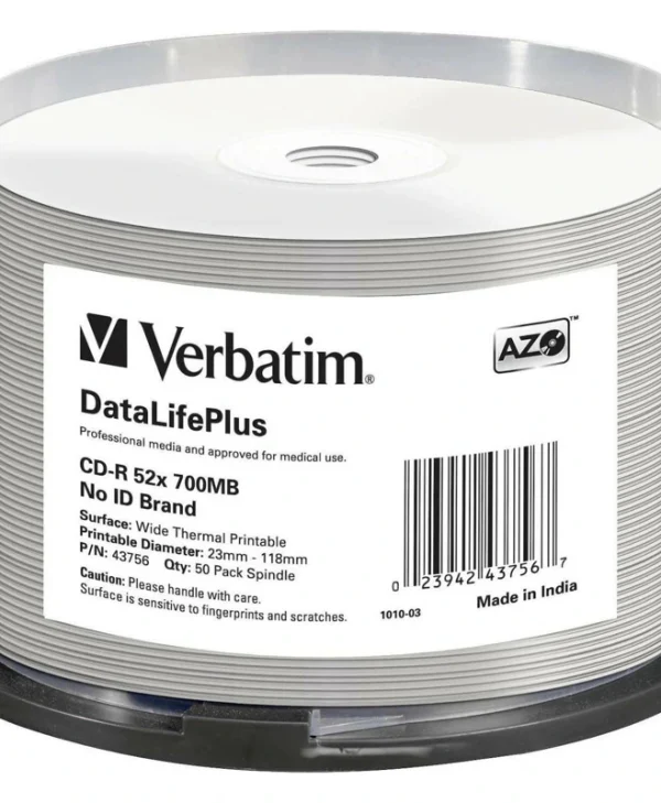 Verbatim Thermal Εγγράψιμα CD-R 52x 700MB Cake Box 50τμχ 43756