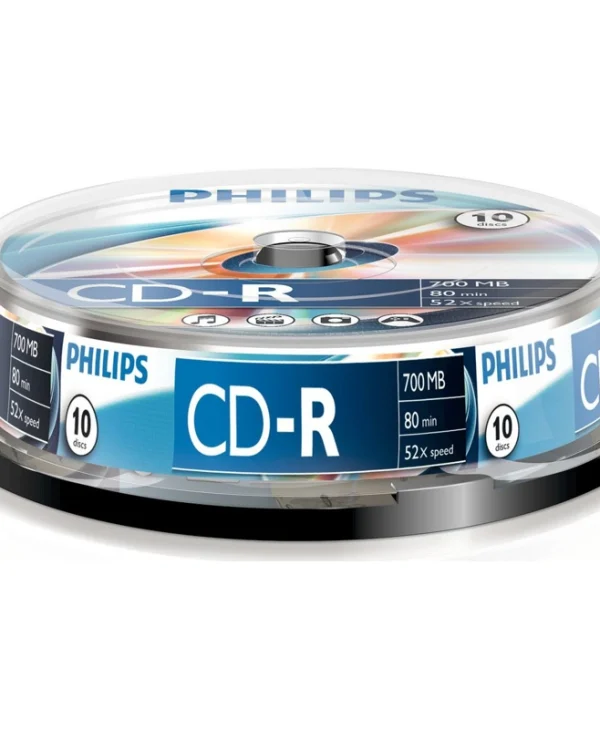 Philips Εγγράψιμα CD-R 52x 700MB Cake Box 10τμχ CR7D5NB10/00