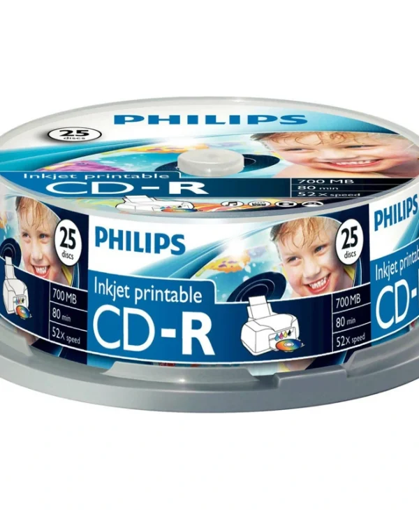 Philips Εγγράψιμα CD-R 52x Printable 700MB Cake Box 25τμχ CR7D5JB25/00