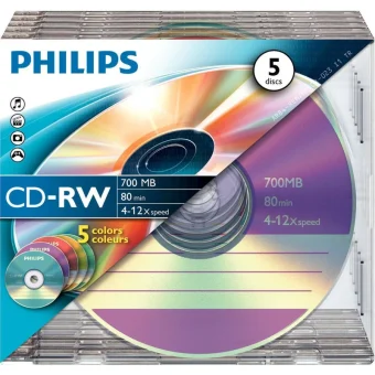 Philips Επανεγγράψιμα CD-RW 12x 700MB 5τμχ CW7D2CC05/00