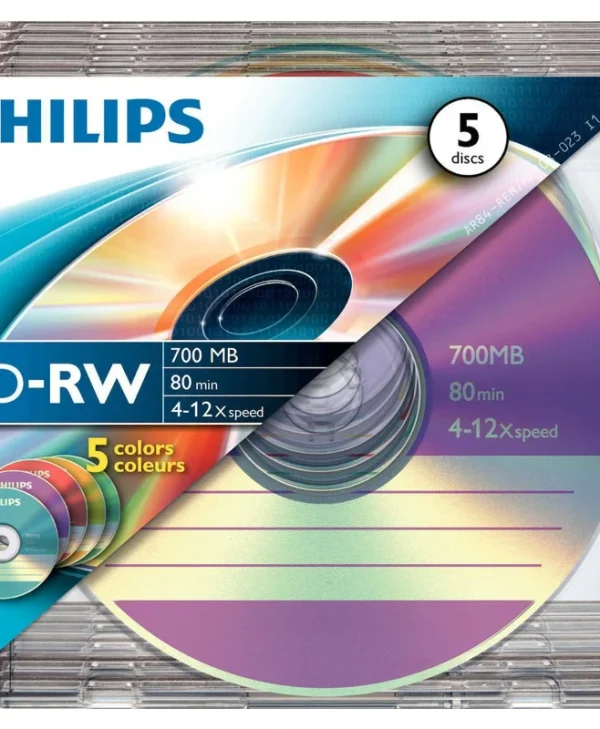 Philips Επανεγγράψιμα CD-RW 12x 700MB 5τμχ CW7D2CC05/00