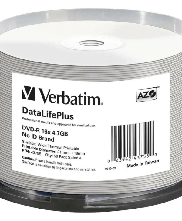 Verbatim Thermal Εγγράψιμα DVD-R 16x 4.7GB Cake Box 50τμχ 43755