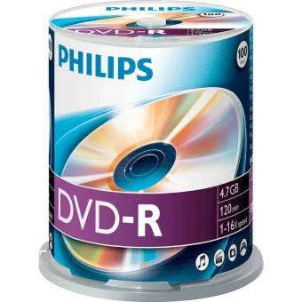 Philips Εγγράψιμα DVD-R 16x 4.7GB Cake Box 100τμχ DM4S6B00F/00
