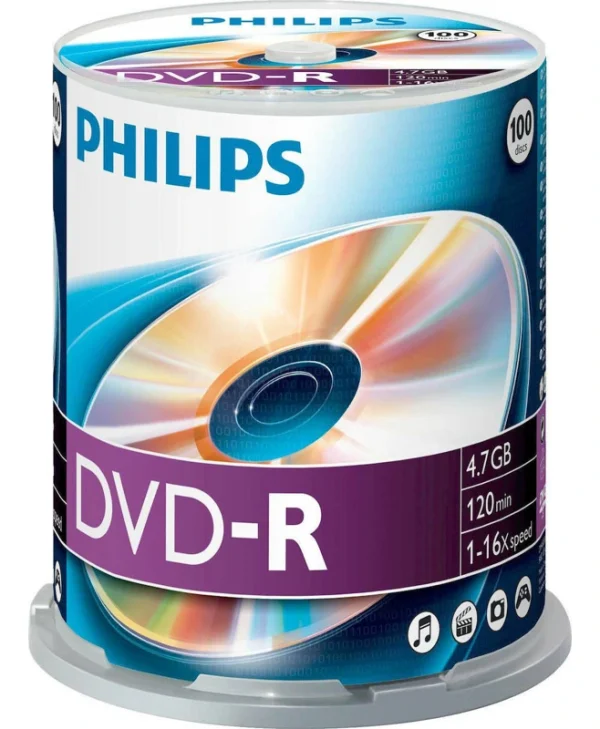 Philips Εγγράψιμα DVD-R 16x 4.7GB Cake Box 100τμχ DM4S6B00F/00