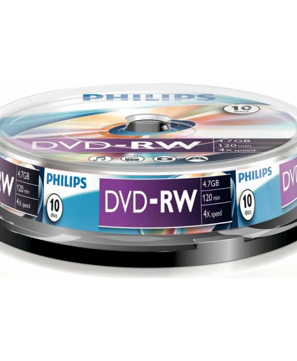 Philips Επανεγγράψιμα DVD-RW 4x 4.7GB Cake Box 10τμχ DN4S4B10F/00