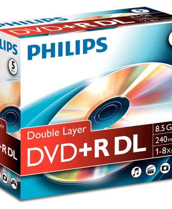 Philips Εγγράψιμα DVD+R 8x Dual Layer 8.5GB 5τμχ DR8S8J05C/00