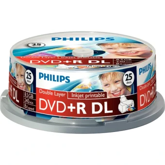 Philips Εγγράψιμα DVD+R 8x Dual Layer 8.5GB Cake Box 25τμχ DR8I8B25F/00