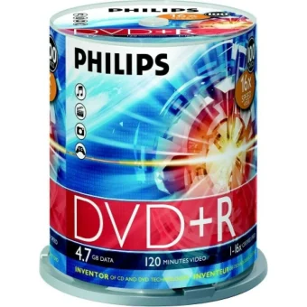 Philips Εγγράψιμα DVD+R 16x 4.7GB Cake Box 100τμχ DR4S6B00F/00