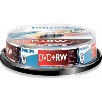 Philips Επανεγγράψιμα DVD+RW 4x 4.7GB Cake Box 10τμχ DW4S4B10F/10