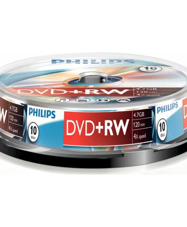 Philips Επανεγγράψιμα DVD+RW 4x 4.7GB Cake Box 10τμχ DW4S4B10F/10