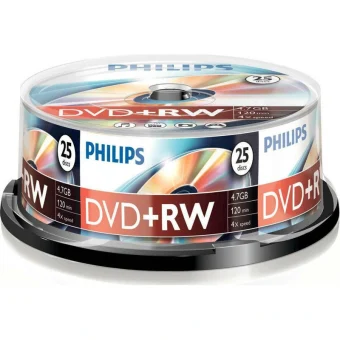 Philips Επανεγγράψιμα DVD+RW 4x 4.7GB Cake Box 25τμχ DW4S4B25F/00