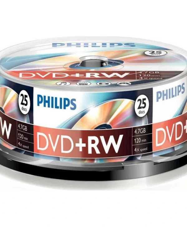 Philips Επανεγγράψιμα DVD+RW 4x 4.7GB Cake Box 25τμχ DW4S4B25F/00