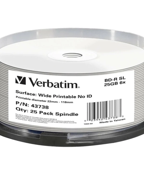 Verbatim Εγγράψιμα BD-R 6x 25GB Cake Box 25τμχ 43738
