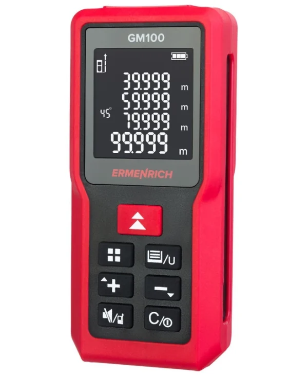 Ermenrich Μέτρο Laser GM100 με Εύρος Μέτρησης 0.05m-100m 8831184