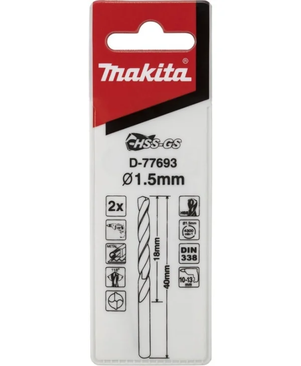 Makita Τρυπάνι για Μέταλλο 1.5x40mm D-77693