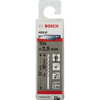 Bosch HSS-G Σετ 10 Διαμαντοτρύπανα HSS με Κυλινδρικό Στέλεχος για Μέταλλο 2608595053