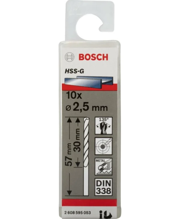 Bosch HSS-G Σετ 10 Διαμαντοτρύπανα HSS με Κυλινδρικό Στέλεχος για Μέταλλο 2608595053