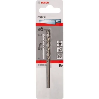 Bosch HSS-G Τρυπάνι HSS-G με Κυλινδρικό Στέλεχος για Μέταλλο 5x86mm 2608585922