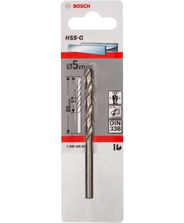 Bosch HSS-G Τρυπάνι HSS-G με Κυλινδρικό Στέλεχος για Μέταλλο 5x86mm 2608585922