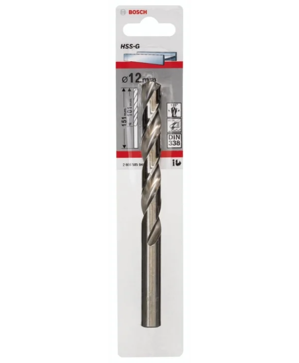 Bosch HSS-G Διαμαντοτρύπανο HSS με Κυλινδρικό Στέλεχος για Μέταλλο 12x151mm 2608585940