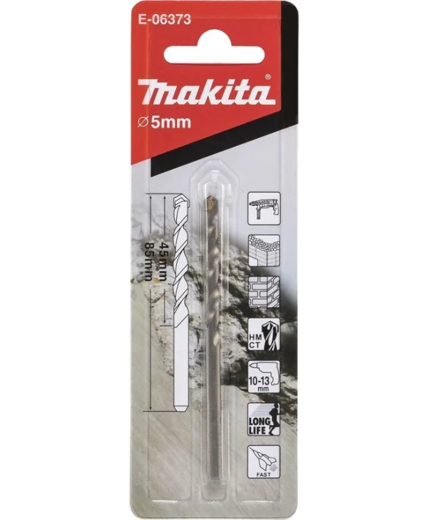 Makita Τρυπάνι Καρβιδίου με Κυλινδρικό Στέλεχος για Δομικά Υλικά 5mm / 85mm / 45x85mm E-06373