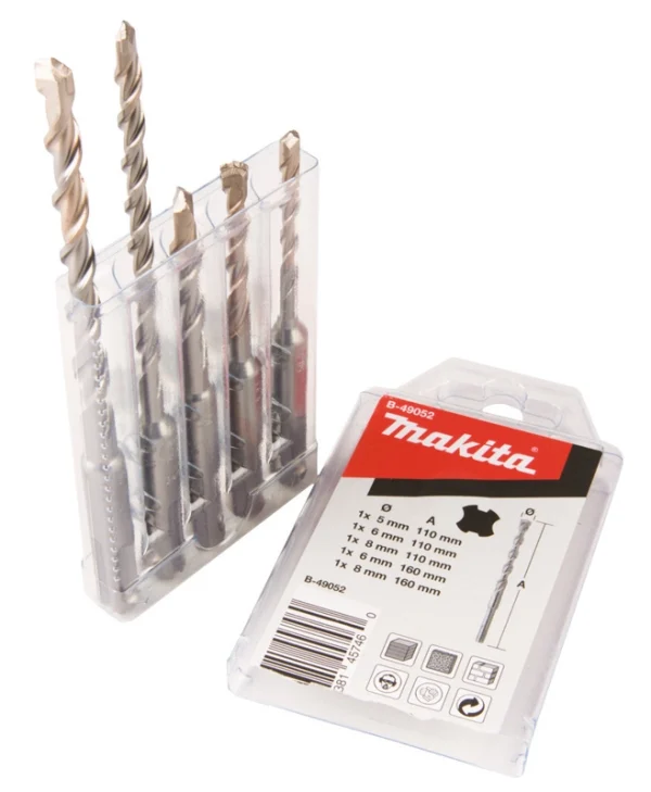 Makita Σετ 5 Τρυπάνια με SDS Plus Στέλεχος για Δομικά Υλικά και Ξύλο B-49052