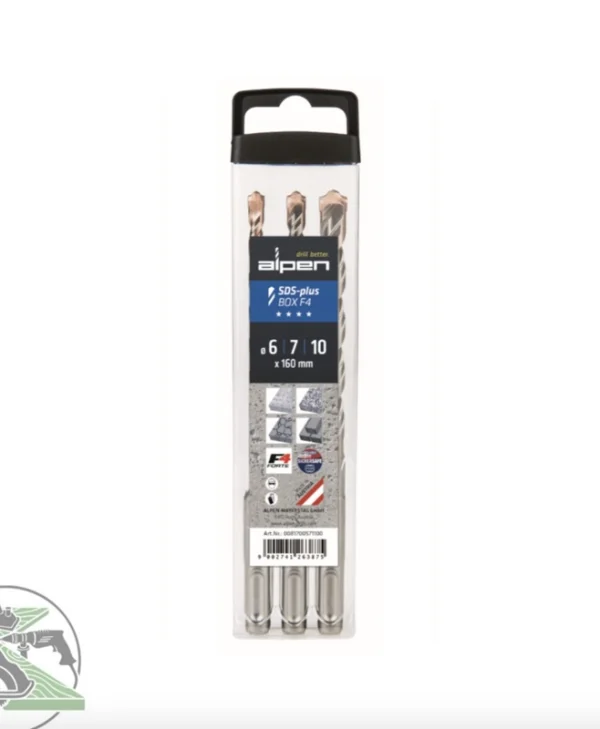 Alpen Drills SDS+ F4 Box 3 tlg. 6-7-10x 160 Σετ 3 Τρυπάνια Καρβιδίου με SDS Plus Στέλεχος για Δομικά Υλικά 81700571100