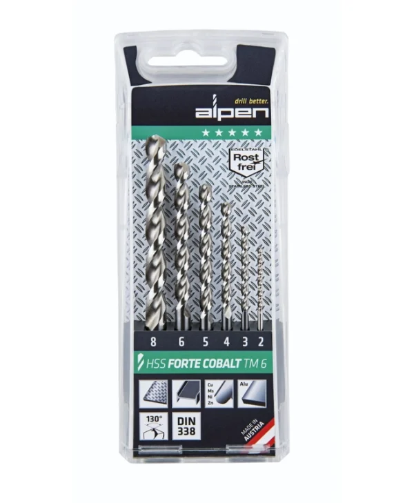 Alpen Drills Σετ 6 Διαμαντοτρύπανα HSS με Κυλινδρικό Στέλεχος για Μέταλλο 100616100