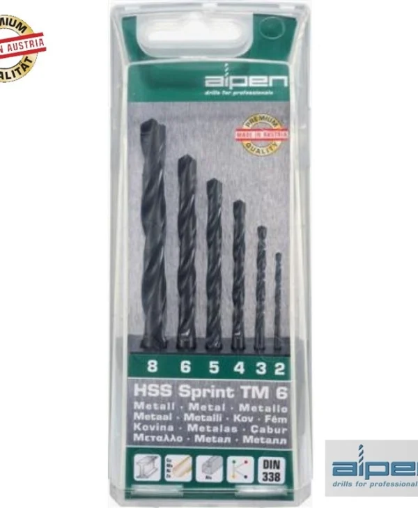 Alpen Drills Σετ HSS Sprint 2-8mm Σετ 6 Τρυπάνια HSS με Κυλινδρικό Στέλεχος για Μέταλλο 811122100