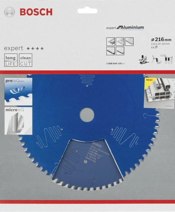 Bosch Δίσκος Κοπής Αλουμινίου με 64 Δόντια 216mm 2608644110