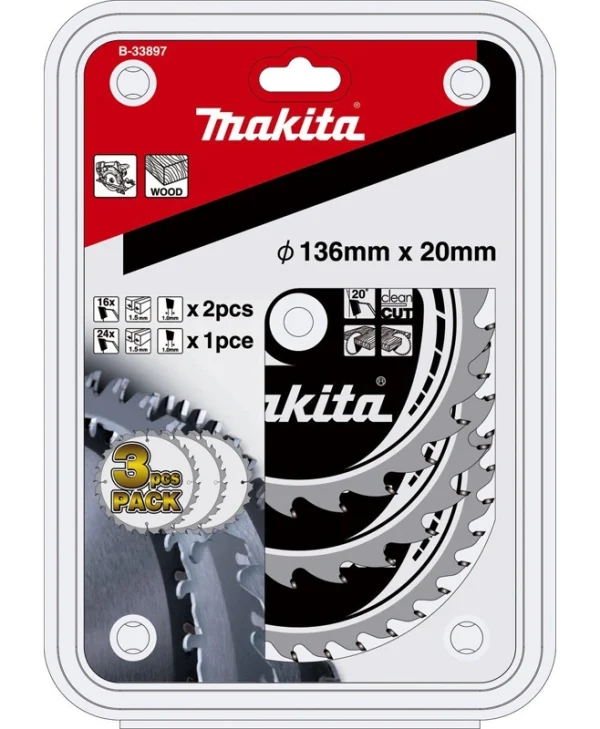 Makita Δίσκος Κοπής Ξύλου 136mm 3τμχ B-33897