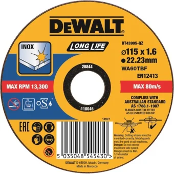Dewalt Δίσκος Κοπής Μετάλλου 115mm DT43905-QZ