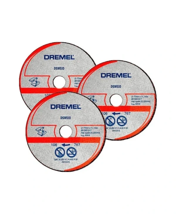 Dremel DSM510 Δίσκος Κοπής Μετάλλου Και Πλαστικού Δίσκος Κοπής Μετάλλου 77mm 3τμχ 2615S510JB