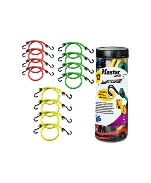 Master Lock Χταπόδι Αποσκευών Αυτοκινήτου 100cm 2 Άκρων 60/80/100cm Γκρι 12τμχ 3107EURDAT