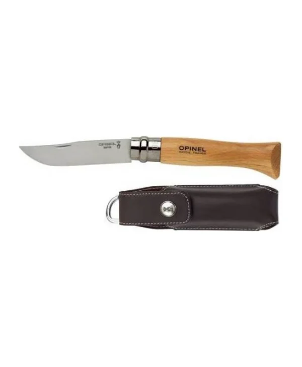 Opinel Νο.08 Σουγιάς Καφέ σε Δερμάτινη Θήκη 1089