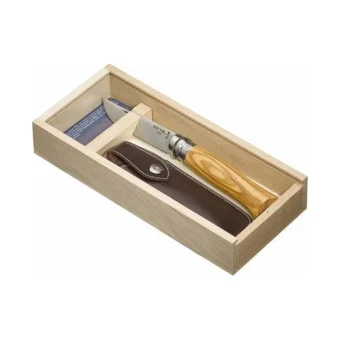 Opinel Νο.08 Σουγιάς Olive σε Δερμάτινη Θήκη 001004