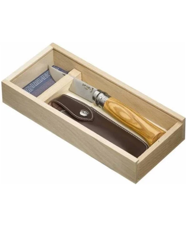 Opinel Νο.08 Σουγιάς Olive σε Δερμάτινη Θήκη 001004