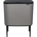 Brabantia Bo Κάδος Απορριμμάτων Πλαστικός Concrete Grey 33lt 127229