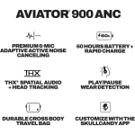 Skullcandy AVIATOR 900 Ασύρματα / Ενσύρματα Over Ear Ακουστικά με 60 ώρες Λειτουργίας και Quick Charge Μαύρα S6AVW-T740 - Image 6