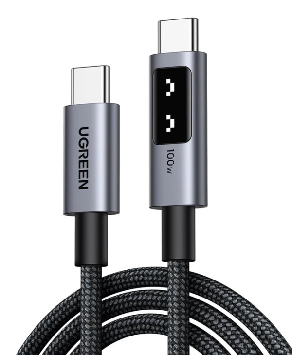 Ugreen LED USB 2.0 Cable USB-C male - USB-C 100W PD Μαύρο 2m 35512