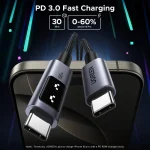 Ugreen LED USB 2.0 Cable USB-C male - USB-C 100W PD Μαύρο 2m 35512 - Image 9