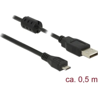 DeLock Regular USB 2.0 to micro USB Cable Μαύρο 0.5m (84900)