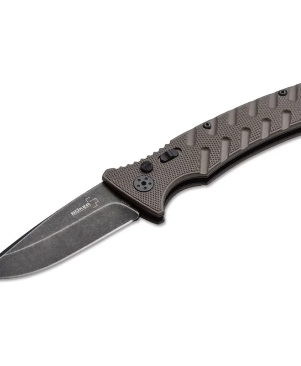 Boker Plus Strike Droppoint Σουγιάς Αυτόματος Καφέ σε Θήκη 01BO424