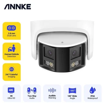 Annke 01260774 IP Κάμερα Παρακολούθησης Wi-Fi 4K Αδιάβροχη με Αμφίδρομη Επικοινωνία και Φακό 2.8mm an91dx