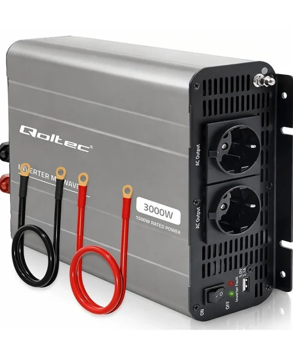 Qoltec Μετατροπέας Τάσης Ms Wave 12v 230v 1500/3000w Usb Συμβατός Lifepo4 Gel Agm 52683