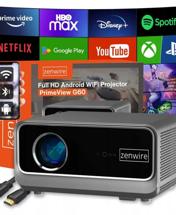 Zenwire G60 Projector DLP Full HD Λάμπας LED με Wi-Fi και Ενσωματωμένα Ηχεία