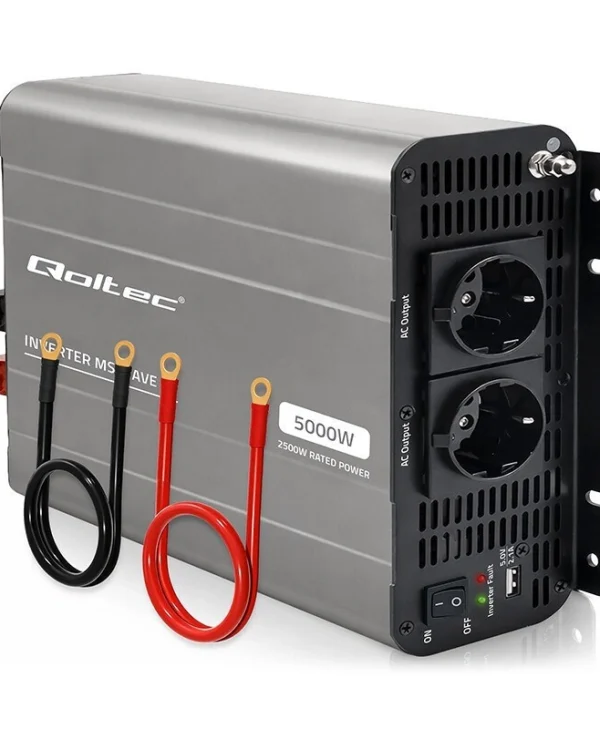 Qoltec Μετατροπέας Τάσης Ms Wave 12v 230v 2500/5000w Usb Συμβατός Lifepo4 Gel Agm 52685