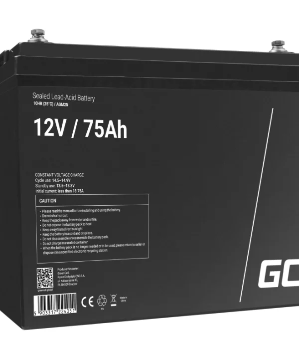 Green Cell Μπαταρία UPS με Χωρητικότητα 75Ah και Τάση 12V AGM25 1τμχ