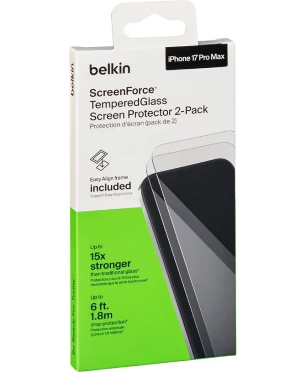 Belkin 0.33mm Antibacterial Tempered Glass 2τμχ (iPhone 17 / 17 Pro / 16 Pro) OVA227HQ